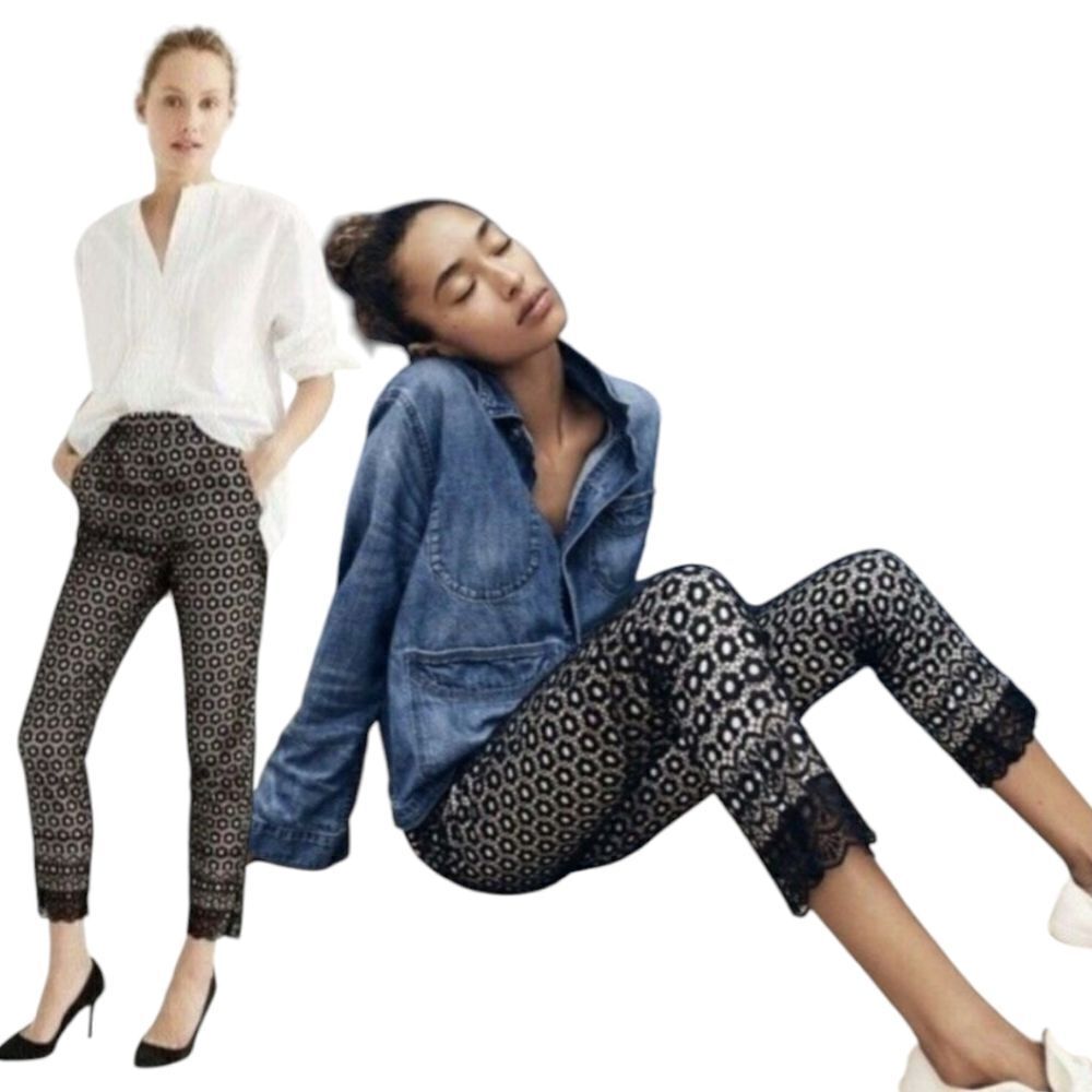 Jcrew Black Size 2 Floral Daisy Lace Pants lined